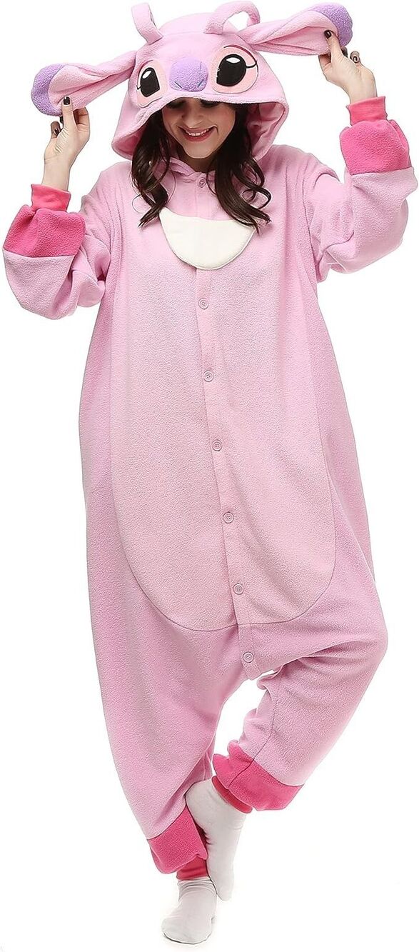 One-Piece Adult's XS Animal Pajamas Halloween Party Cosplay Sleepwear Pink